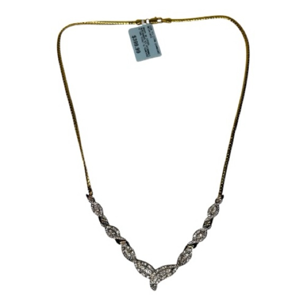 Elegant Gold and Silver Necklace 1/4 CTTW Diamond